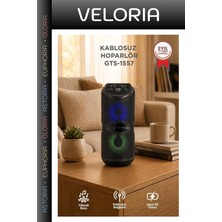 Veloria Delux Serisi Genç Odası Taşınabilir Ses Bluetooth Hoparlör GTS-1557 Siyah