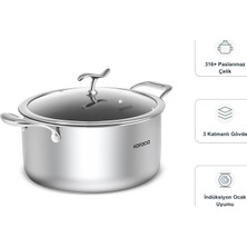 Karaca Plasma Steel 316+ 3ply 22 cm Derin Tencere ve Mutfak Tartısı Seti, 316+ Paslanmaz Çelik, 3 Katmanlı Gövde, Indüksiyon Ocak Uyumu ile Günlük Pişirmede Pratik Kullanım 000001000207411002