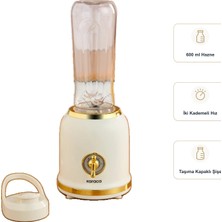 Karaca Retro Personal Kişisel Smoothie Blender Cream ve Mutfak Tartısı Seti, 600 ml Hazne, Iki Kademeli Hız, Taşıma Kapaklı Şişe ile Pratik Kullanım 000001000000701003