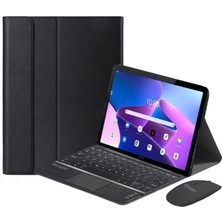 Happy Trend Lenovo Tab M10 Plus TB125FU 10.61 Inch (3.nesil) Bluetooth Touchpad Klavye+Mouse+Kılıf -Bkk7 Siyah