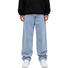 Buz Mavi Baggy Oversize Geniş Paça Jean Kot Pantolon