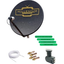 Technozi 85CM Delikli Çanak Full Hd Yeni Nesil Rüzgar, Kar Etkilenmeyen Kırsal Kalın Çanak Anten Seti 4 Lü Lnb