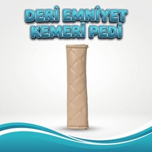 Gök Tr Volvo V40  Uyumlu Deri Emniyet Kemeri Omuz Pedi - Krem Deri Krem Dikişli (2'li Set)