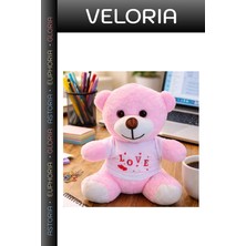 Veloria Özel Seri Sevimli Figür Love Tişörtlü Pembe Ayıcık