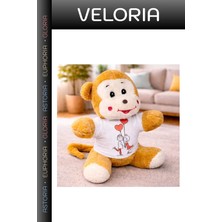 Veloria Özel Seri Hediyelik Eşya Eğlenceli Figür Mutlu Aşıklar Tasarım Tişörtlü Peluş Sevimli Maymun