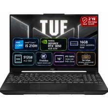 ASUS TUF Gaming F16 FX607VJ-RL033-GAMING Intel Core 5 210H 16GB 512GB SSD RTX 3050 6GB (65W) 16" FHD+ WUXGA 144Hz IPS Panel Taşınabilir Bilgisayar