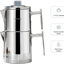 Karaca Juliet Midi Çaydanlık ve Mutfak Tartısı Seti, 1,1 L Demlik ve 1,6 L Suluk, Paslanmaz Çelik Gövde ve Metal Tutma Kulpları ile Çay Hazırlama 000001000012600001