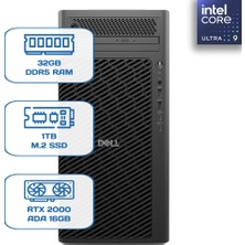 Dell Pro Max Tower T2 FCT2250_15 Ultra 9 285K 32GB Ddr5 1tb M.2 SSD Rtx 2000 Ada 16GB W11P Iş Istasyonu