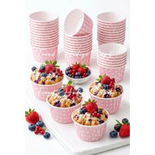 Trend Hediye Sepeti Pembe Puantiyeli Muffin Kalıbı 50'li Dayanıklı Yapışmaz Kek Kapsülü
