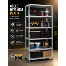 Galvaniz Raf Galvanizraf 6 Katlı Galvaniz Çelik Raf 31X60X200 Arşiv Rafı Depo Rafı Kiler Rafı  Ergonomik Kullanım ve 50 kg Kapasite
