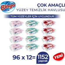 Bingo Yüzey Temizleme Havlusu Sevilen Kokular Lovely&mutlu Yuvam&ferah Evim 96 ADETX12 (1152 Yaprak)