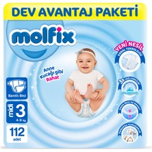 Molfix Kanal Teknolojisi Dev Avantaj Paketi 3 Beden Midi 112 Adet