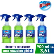 Bingo Tek Fısta Sprey Yağ Çözücü 900 MLX3 + Bingo Sprey Kireç Sökücü 900 MLX1