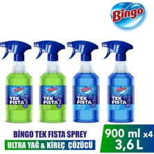 Bingo Tek Fısta Sprey Yağ Çözücü 900 MLX2 + Bingo Sprey Kireç Sökücü 900 MLX2