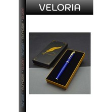 Veloria Özel Üretim Öğretmenler Günü Hediyesi Kutulu Metal Mavi Kalem Stil Hatıra Yazı Aracı