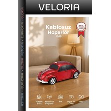 Veloria Premium Nostaljik Vintage Müzik Bluetooth Hoparlör Retro Araba Voswos D49 Kırmızı