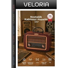 Veloria Delux Serisi Retro Oturma Odası Bluetooth Hoparlör Nostaljik Radyo D57