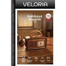 Veloria Özel Seri Dekoratif Aksesuar Bluetooth Hoparlör Nostaljik Radyo D60 Kırmızı