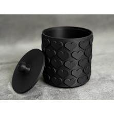 Urfakent 3D Baskı Kalp Desenli Kapaklı Saklama Kutusu - Iki Renkli Organizer - Siyah