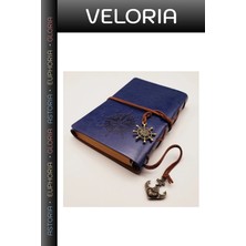 Veloria Özel Seri Pusula Deri Defter Günlük Anılar Hatıra Defteri