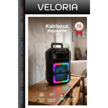 Veloria Premium Karaoke Cihazı Bluetooth Hoparlör D25 Siyah