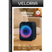 Veloria Özel Üretim Çanta Boyu Parti Eşyası Ses Sistemi Bluetooth Hoparlör Rgb D13 Siyah