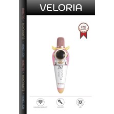Veloria Premium Ses Kamp Taşınabilir KIDMIC01 Beyaz Astronot Figürlü Karaoke Mikrofon 5W