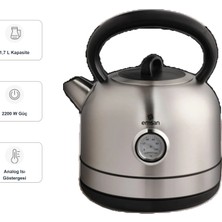 Emsan Retro 2202 Inox Su Isıtıcısı ve Mutfak Tartısı Seti, 1,7 L Kapasite, 2200 W Güç, Analog Isı Göstergesi ve 18/10 Paslanmaz Çelik Gövde 000001000258637004