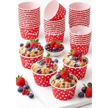 Trend Hediye Sepeti 50'li Kırmızı Puantiyeli Muffin Cupcake Kalıbı Kek Kalıbı , Muffin Kek Kalıbı , Airfryer Uyumlu