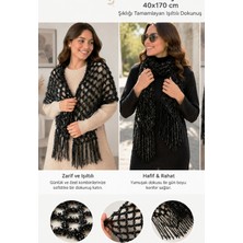Mandaş Tekstil Mandaş El Örgü Omuz Şalı 40*170 Siyah