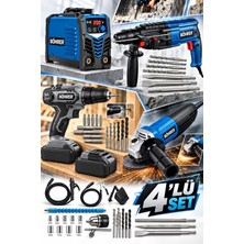Böhrer BA0115485 4'lü Profesyonel Elektrikli El Aletleri Seti – Kaynak Makinesi, Kırıcı Delici Hilti, Akülü Vidalama ve Avuç Taşlama Makinesi