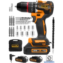 Held Power 21V / 3.0 Ah Kömürsüz (Brushless) Çift Akülü Darbeli Vidalama Matkap Seti