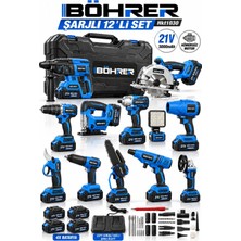 Böhrer BA0115477 12 Makine Kombo Set  – Kömürsüz Motorlu Profesyonel Akülü El Aletleri