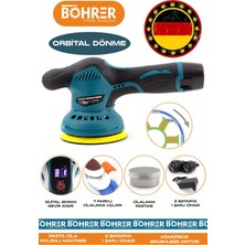 Böhrer Alman V258/12V HB0324T Çift Akülü Orbital 8 Kademeli Dijital Pasta Cila Araç Parke Mermer Polisaj Makinesi