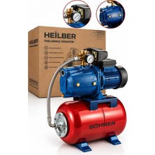 Heilber BA0115368 BA0115367 JET750 Ah Otomatik Basınç Kontrollü Elektrikli Hidrofor Su Pompası – 24 L Yatay Paslanmaz Çelik Genleşme Tanklı, Manometreli, Sessiz ve Güçlü Ev Bahçe Su Basınçlandırma Sistemi