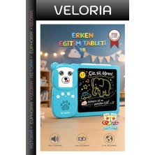 Veloria Özel Seri Eğitici Tablet Kartlı Oyuncak Aktivite Seti 8 Inç LCD Çizim Tahtası Y5 Mavi