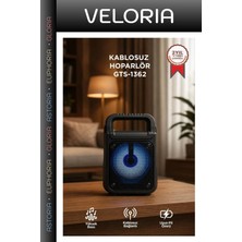 Veloria Özel Üretim Eğlence Akıllı Kamp Bluetooth Hoparlör Rgb Işıklı Kablosuz Speaker GTS-1362 Siyah