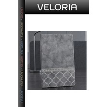 Veloria Premium Desenli Gri Deri Defter Büro Malzemesi Ofis Gereci Not Defteri