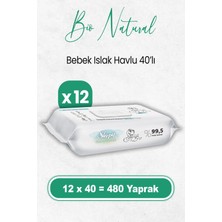 Rafta Sleepy Bio Natural Yenidoğan Islak Havlu 40 x 12 Adet (480 Yaprak)