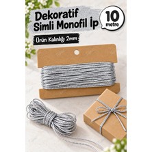 Dekoratif Simli Monofil Ip 10 Metre (Gümüş-Silver) Metalik Paket Ipi,süsleme ve Bağlama Ipi -T1054