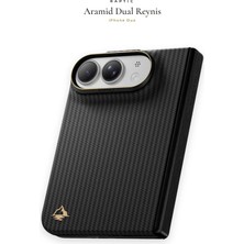 iPhone Duo Uyumlu Kılıf M-Safe Şarj Özellikli Raptic Aramid Dual Reynis Serisi Karbon Kapak Siyah