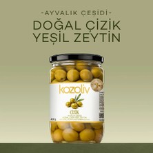 Kozoliv Doğal Ayvalık Çeşidi Kırma Yeşil Zeytin 400 gr Cam Kavanoz