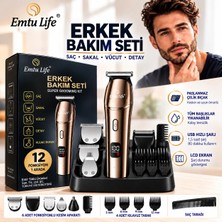 Emtu Life FK-9001 Erkek Bakım Kiti,saç Sakal ve Tüm Vücut Bakım Seti 6 In 1 -10W