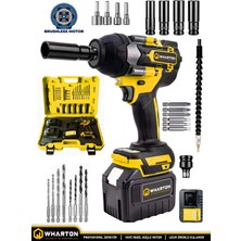 WHARTON 21V 4AH Kömürsüz Motorlu Çift Akülü Şarjlı Somun Sıkma Sökme Makinesi Bijon Tabancası Çantalı Zengin Aksesuar Setli