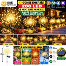 güneş enerjili 200 led sarı renk  led bahçe aydınlatma solar bahçe süsü sge1003