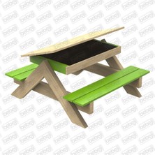 Bebeji Ahşap Çocuk Piknik Masası Tahtalı-Kum Havuzlu