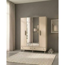 Ozmira Home Bonita 4 Kapılı Aynalı Mdf Gardırop