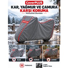 CoverPlus Kymco Aktiv 125 Uyumlu Branda (Gri-Kırmızı Biyeli) Çadır Su Geçirmez Motosiklet Kılıfı Motor Brandası,lastikli,taşıma Torbalı