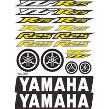Modifiye Yamaha YZF R25 Sticker Seti Sarı A4