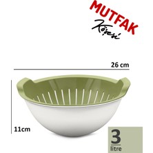 Mutfak Köşesi Handy Kaseli Süzgeç Seti 3 Lt - Mutfak Çeyiz Seti Yeşil